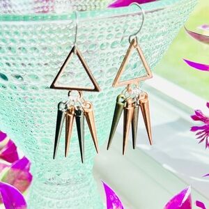 Triangle Hoop Spike Earrings - Handmade by Wandering Bunny LLC